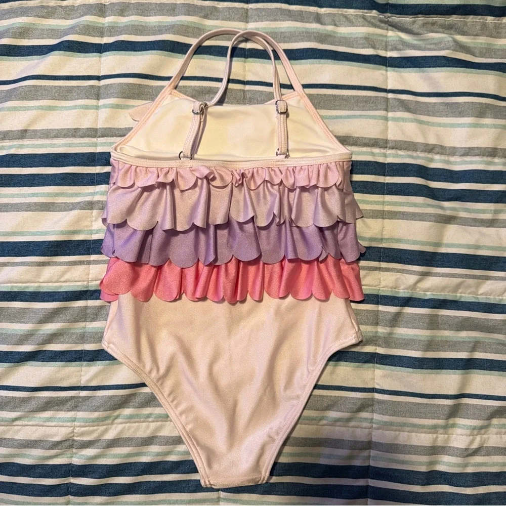 NWT TUTU DU MONDE rainbow rock‎ swimsuit in CRYSTAL PINK MIX 4/5 scalloped